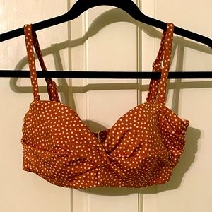 Pinup Style Orange Polka Dot Bikini Top w/ Underwire